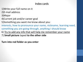 Index cards