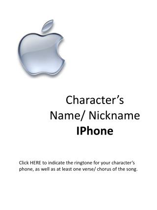 Character’s Name/ Nickname IPhone