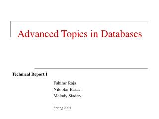 Advanced Topics in Databases