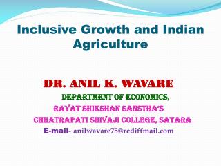 Inclusive Growth and Indian Agriculture