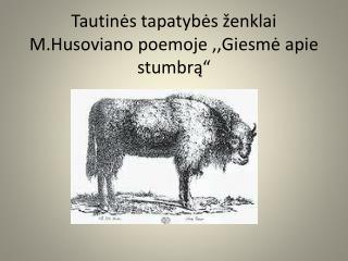 Tautinės tapatybės ženklai M.Husoviano poemoje ,,Giesmė apie stumbrą“