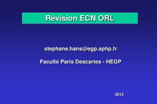 Révision ECN ORL