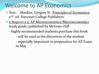 Welcome to AP Economics