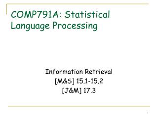 COMP791A: Statistical Language Processing