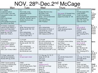 NOV. 28 th -Dec.2 nd McCage