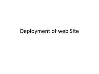 Deployment of web Site
