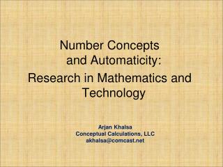 Number Concepts and Automaticity: Research in Mathematics and Technology
