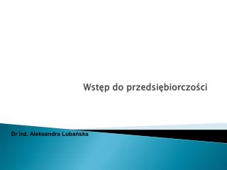 Wstęp do przedsiębiorczości