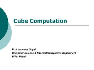 Cube Computation