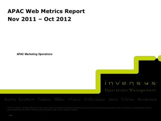 APAC Web Metrics Report Nov 2011 – Oct 2012