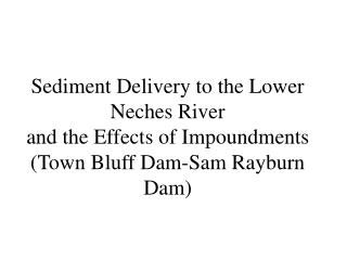 Sediment Delivery to the Lower Neches River