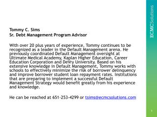 Tommy C. Sims Sr. Debt Management Program Advisor