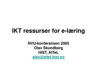 IKT ressurser for e-læring
