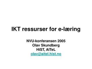 IKT ressurser for e-læring