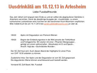 Uusdrinkätä am 18.12.13 in Arlesheim