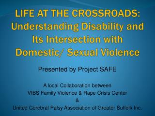Presented by Project SAFE A local Collaboration between VIBS Family Violence &amp; Rape Crisis Center