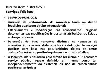 Direito Administrativo II Serviços Públicos