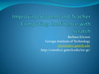 Improving Student and Teacher Computing Confidence with Scratch