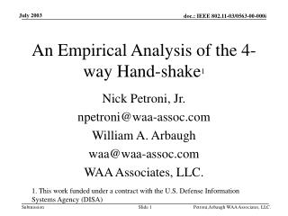 An Empirical Analysis of the 4-way Hand-shake 1