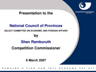 Presentation to the National Council of Provinces