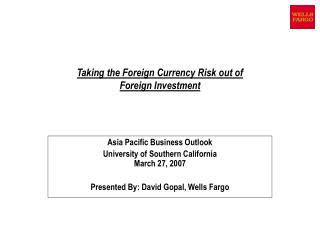 Taking the Foreign Currency Risk out of Foreign Investment