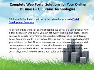 Complete Web Portal Solutions for Your Online Business – GR