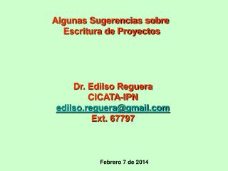 Algunas Sugerencias sobre Escritura de Proyectos