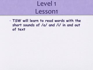Level 1 Lesson1