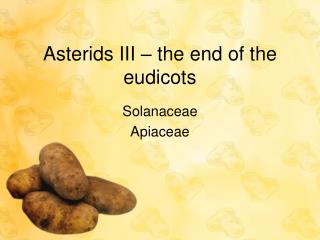 Asterids III – the end of the eudicots