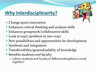 Why interdisciplinarity?