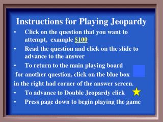 Instructions for Playing Jeopardy