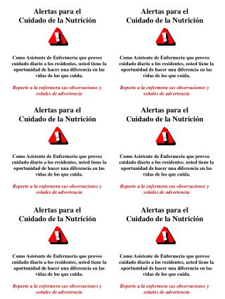 Alertas para el Cuidado de la Nutrición