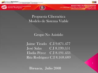 Propuesta Cibernética Modelo de Sistema Viable Grupo No Asistido Jaime Tirado C.I 9.871.477
