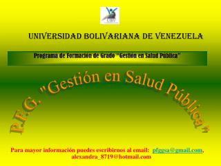 Programa de Formación de Grado “Gestión en Salud Pública”