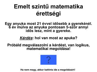 Emelt szintű matematika érettségi