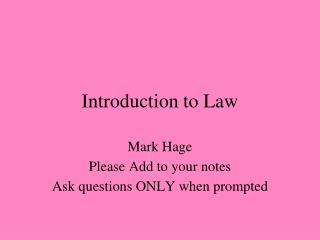 Introduction to Law