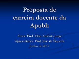 Proposta de carreira docente da Apubh