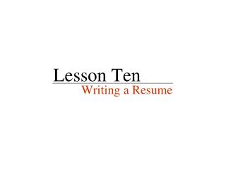 Lesson Ten