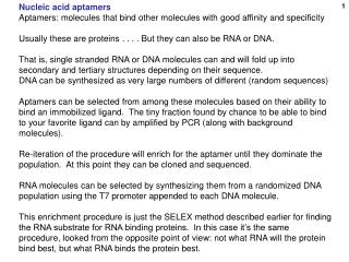 Nucleic acid aptamers