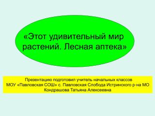 Презентацию подготовил учитель начальных классов