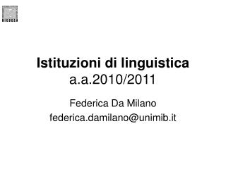 Istituzioni di linguistica a.a.2010/2011