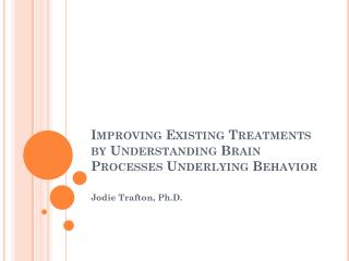 Improving Existing Treatments by Understanding Brain Processes Underlying Behavior