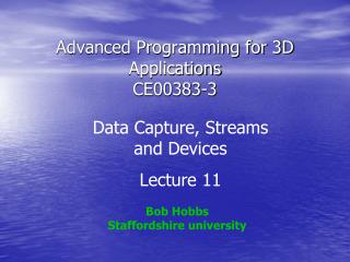 Advanced Programming for 3D Applications CE00383-3