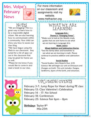 Mrs. Volpe’s February News