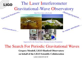 The Search For Periodic Gravitational Waves