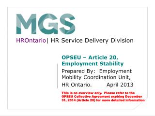 HROntario | HR Service Delivery Division