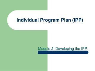 Individual Program Plan (IPP)