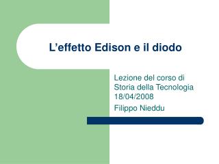 L’effetto Edison e il diodo