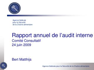 Rapport annuel de l’audit interne Comité Consultatif 24 juin 2009
