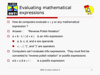Evaluating mathematical expressions